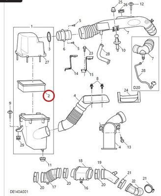 OEM NO C00016587 Filtre à air universel original pour pièces automobiles Maxus G10/G20 2.0T